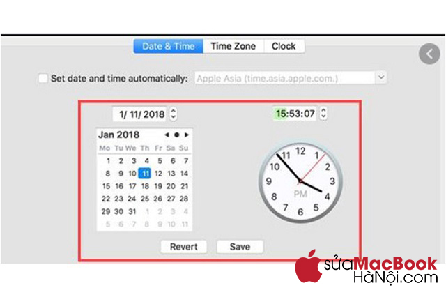 Định dạng thời gian và địa điểm trong mục Date & Time.