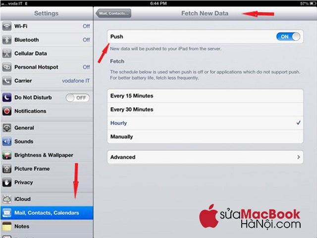 Kiểm tra để đảm bảo mục Push đã được kích hoạt không có gọi được facetime trên macbook